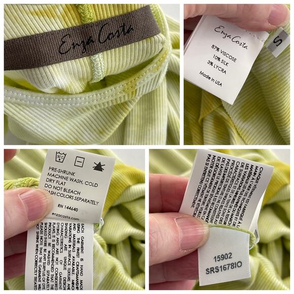 Enza Costa REVOLVE Tie-Dye Tank Dress Bodycon Silk Blend Size S Yellow White - Picture 9 of 9